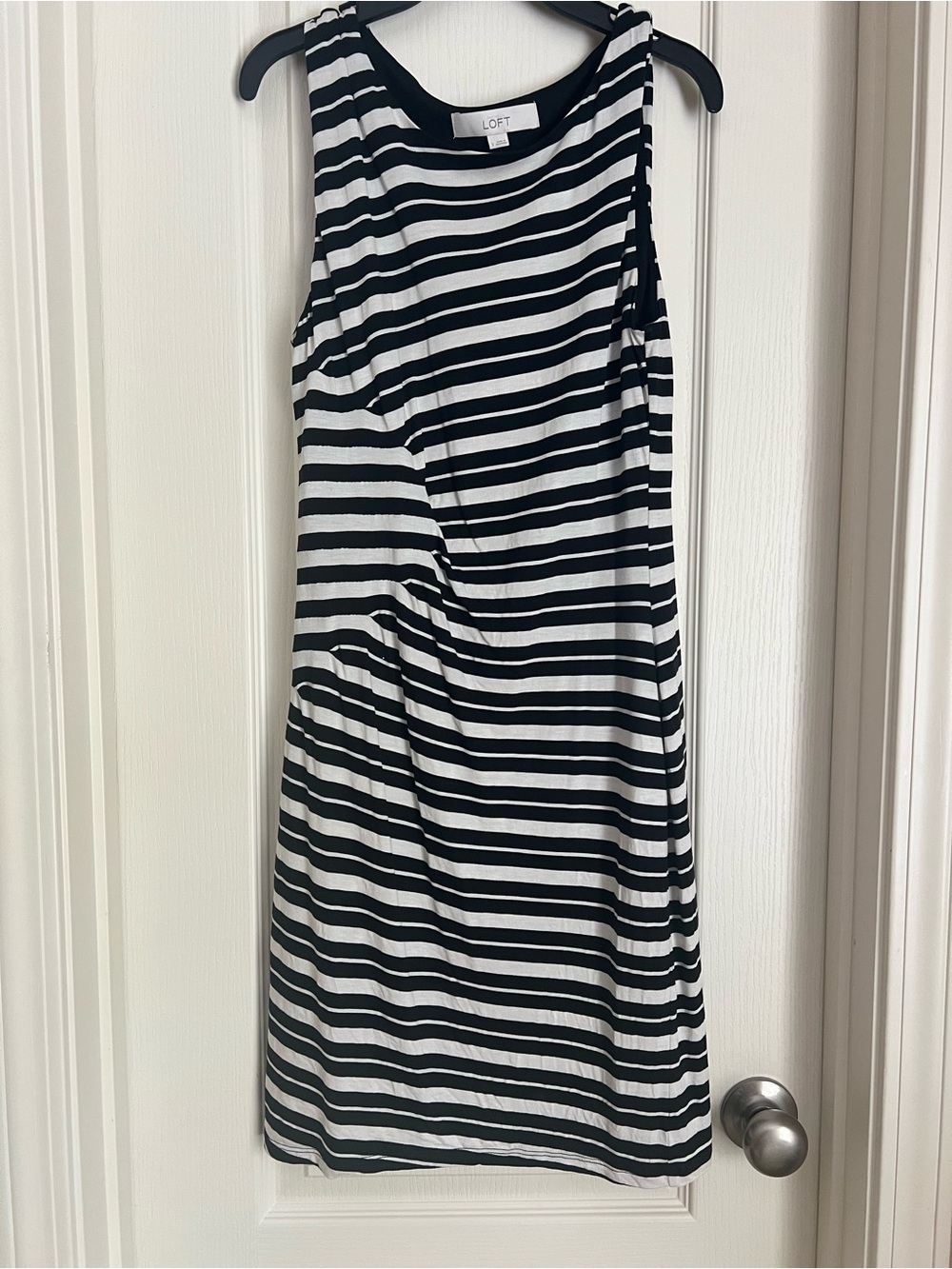 LOFT Black and White Striped Tank Dress